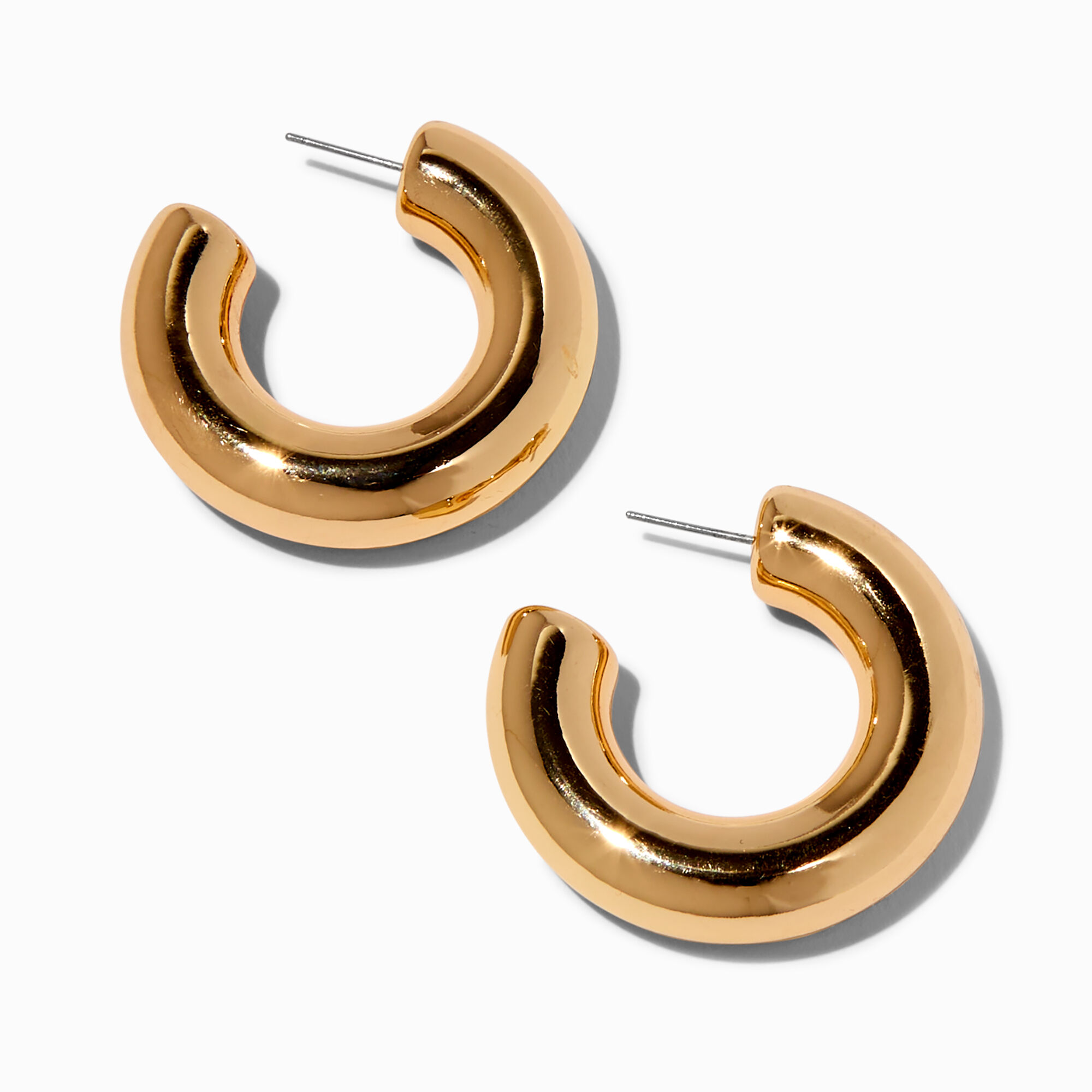 Chunky Gold-tone 40mm Tube Hoop Earrings,