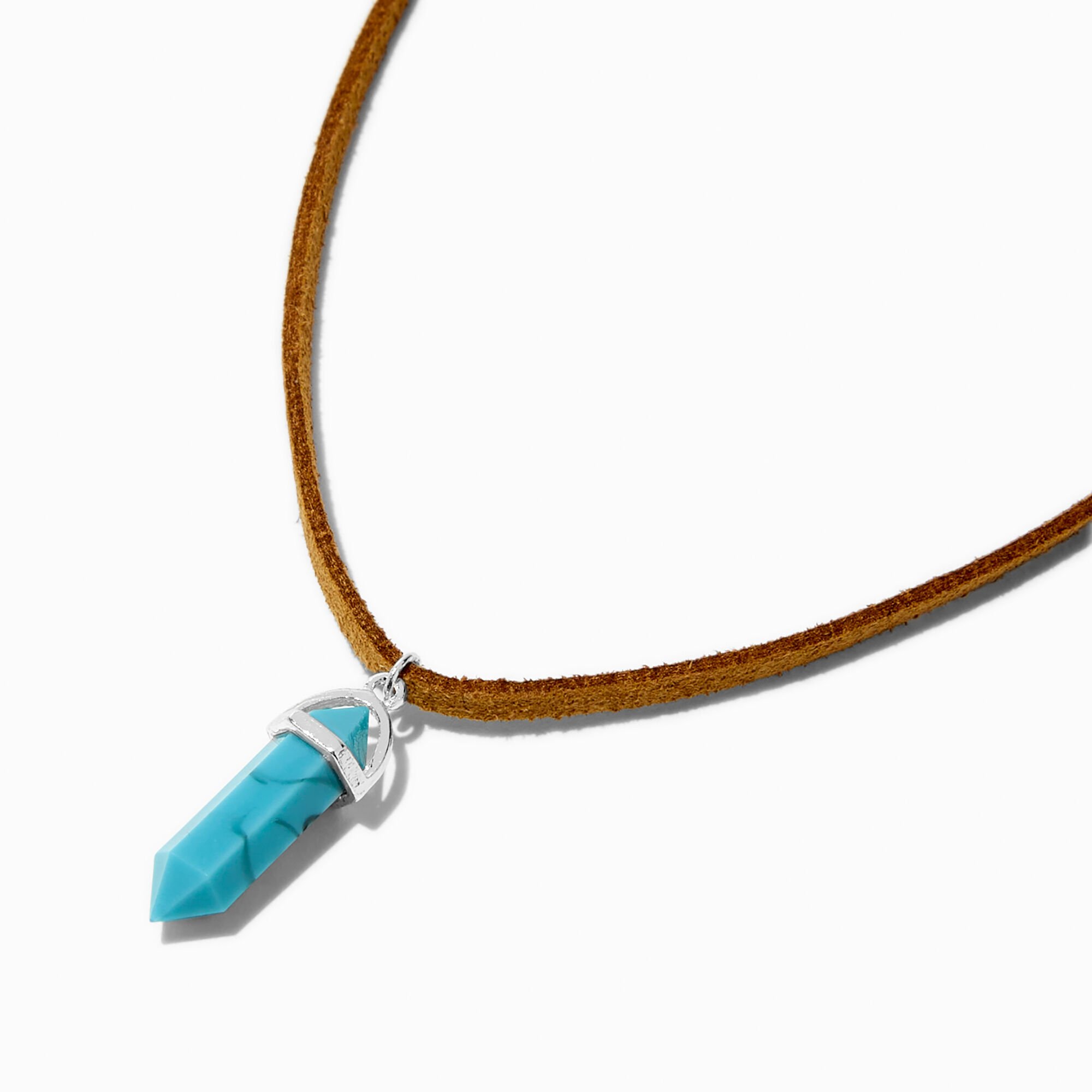 View Claires Turquoise Mystical Gem Pendant Cord Necklace Brown information