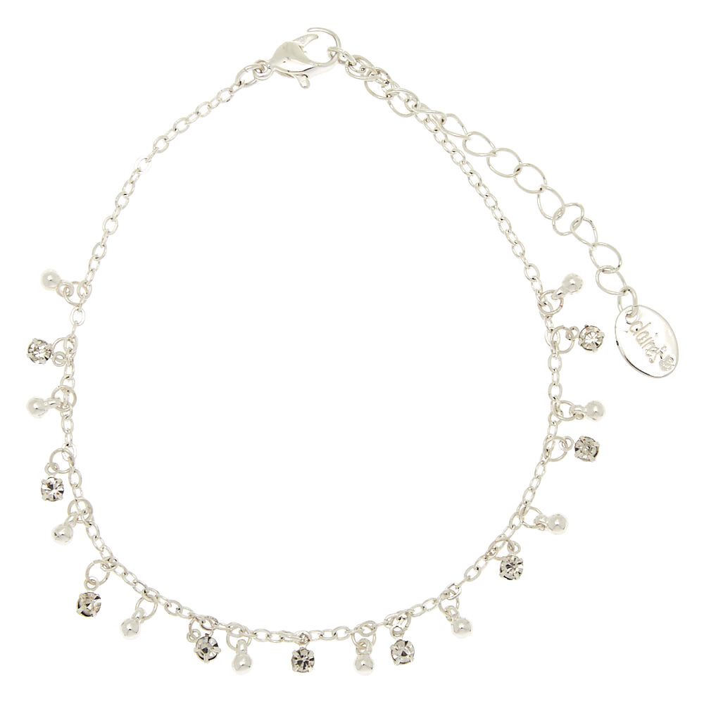 Silver Beaded Anklet,