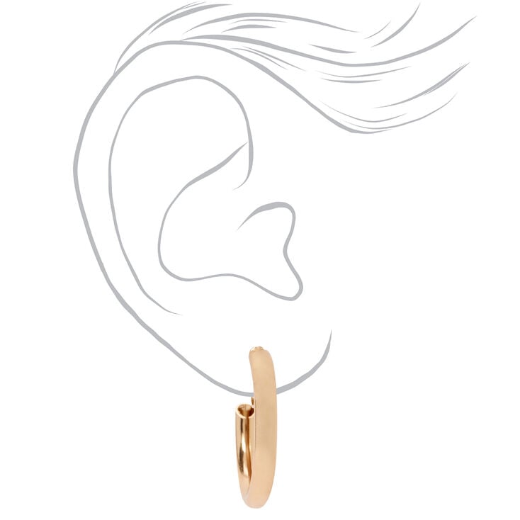 Gold-tone 30MM Tube Clip On Hoop Earrings,