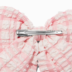 Pink Puffy Gingham Hair Bow Clip,