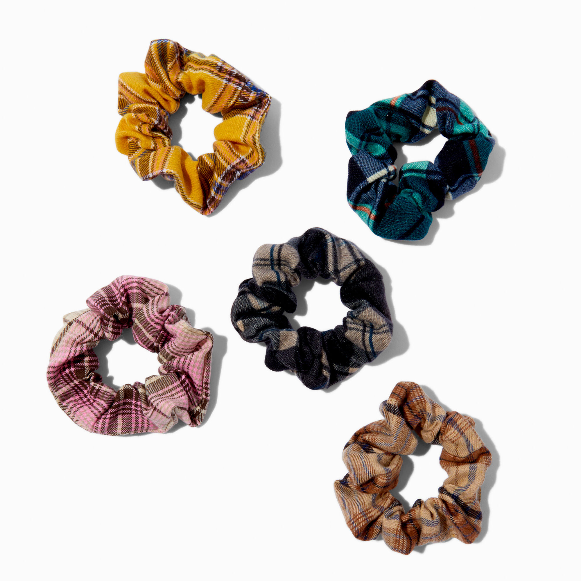 Plaid Mixed Hair Scrunchies - 5 Pack,