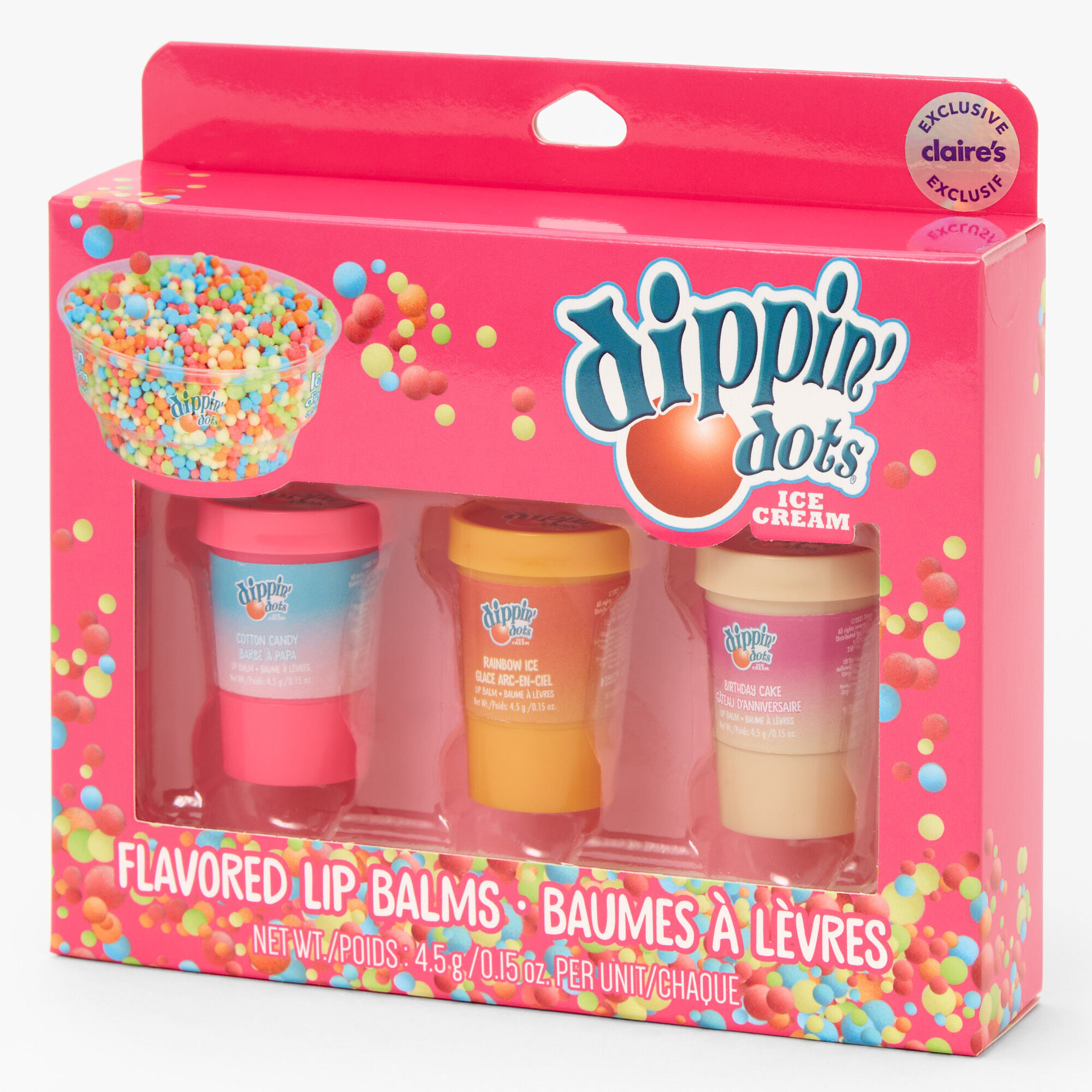 View Claires Dippin Dots Flavored Lip Balm Set 3 Pack Rainbow information
