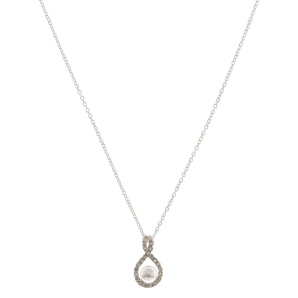 Silver-tone Infinity Pearl Pendant Necklace,