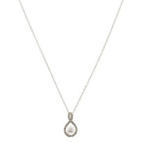 Silver-tone Infinity Pearl Pendant Necklace,