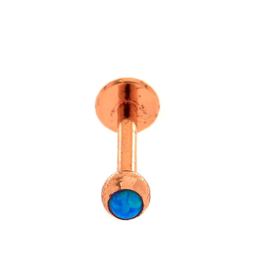Blue Opal Rose Gold Labret Bar,