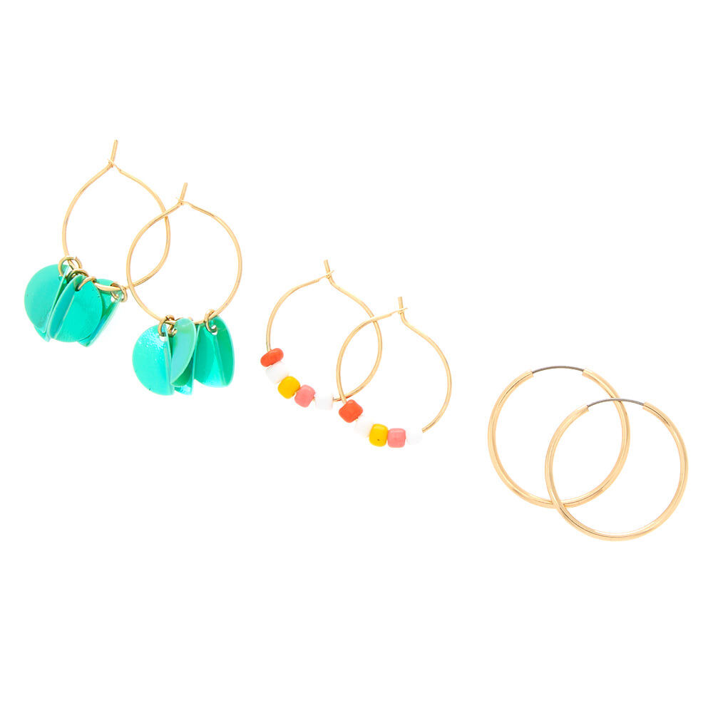 Sequin Flowers Earrings Set - 6 Pack,