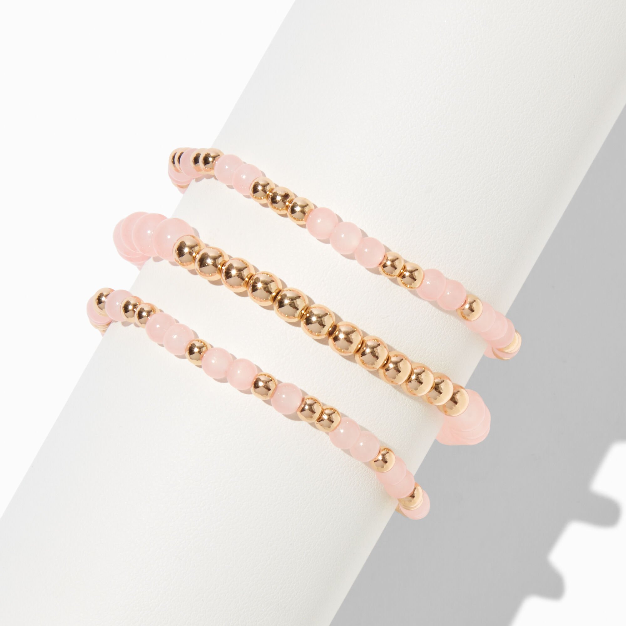 Blush Pink Beaded Stretch Bracelets - 3 Pack,