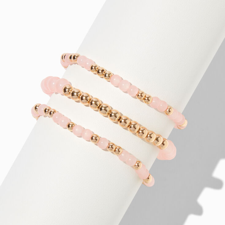 Blush Pink Beaded Stretch Bracelets - 3 Pack,