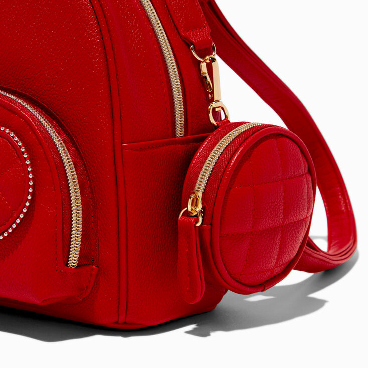 Valentine&#39;s Day Red Quilted Heart Small Backpack,