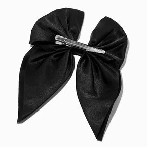 Black Satin Bow Barrette Hair Clip,