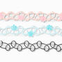 Pearl &amp; Flower Tattoo Stretch Bracelets - 3 Pack,