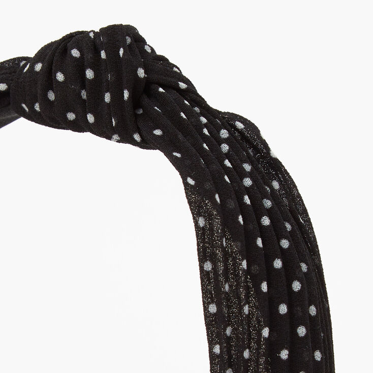 Claire&#39;s Club Polka Dot Pleated Knotted Headband - Black,