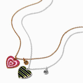 Best Friends Glitter Heart Pendant Necklaces - 2 Pack,