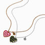 Best Friends Glitter Heart Pendant Necklaces - 2 Pack,