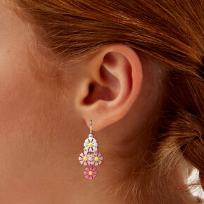 Pink 1.5&quot; Daisy Drop Earrings,