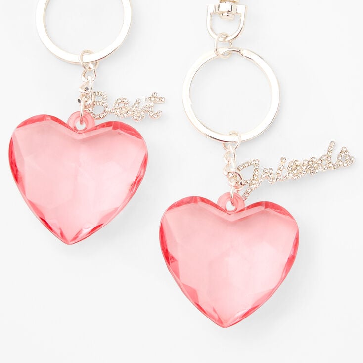 Best Friends Matching Pink Heart Keychains,