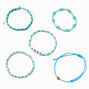 Turquoise &quot;Love&quot; Seed Bead Stretch Bracelet Set - 5 Pack,