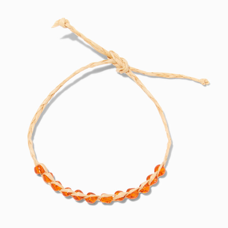 Orange Bead Adjustable Cord Wish Bracelet,