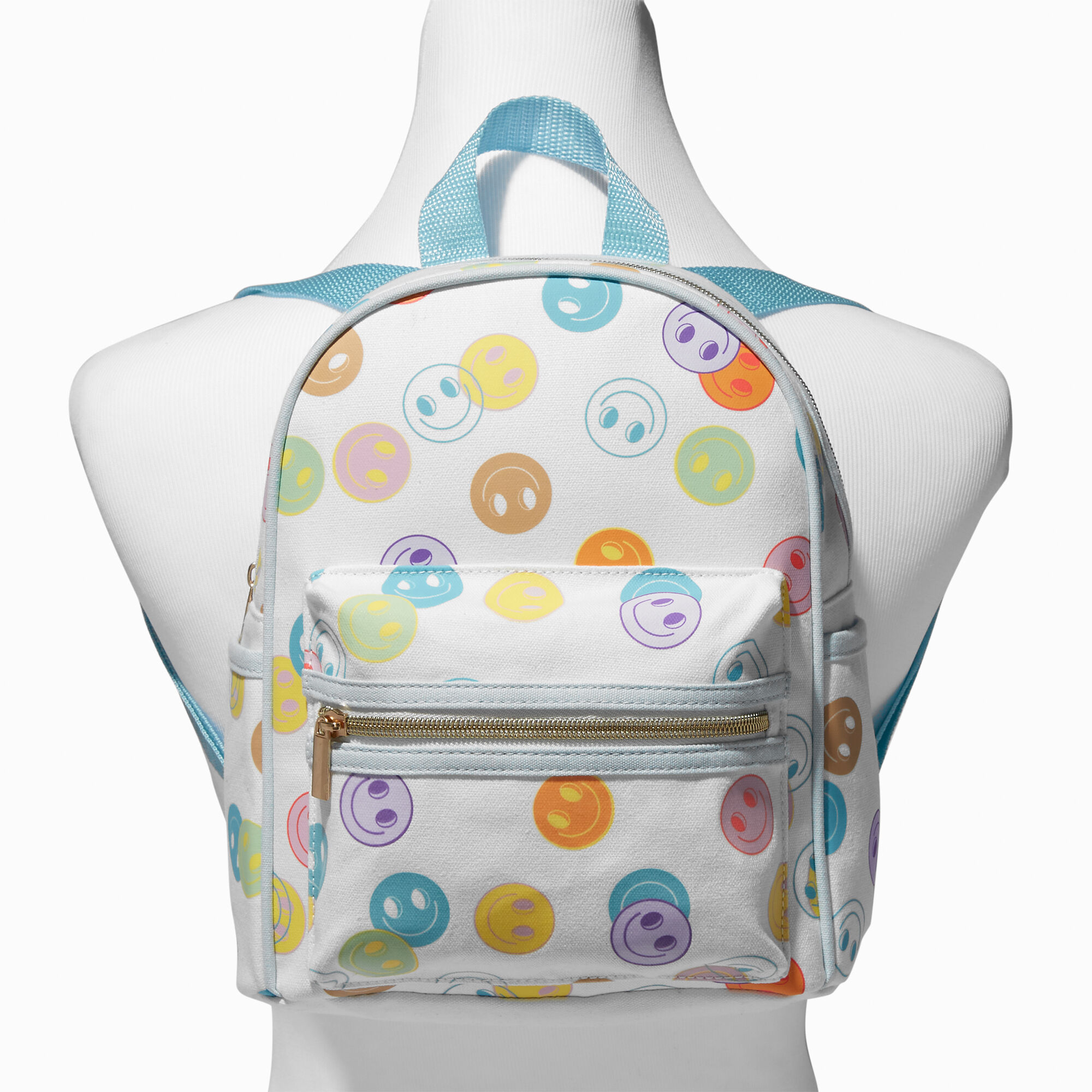 Rainbow Happy Face Print Mini Backpack Claire s