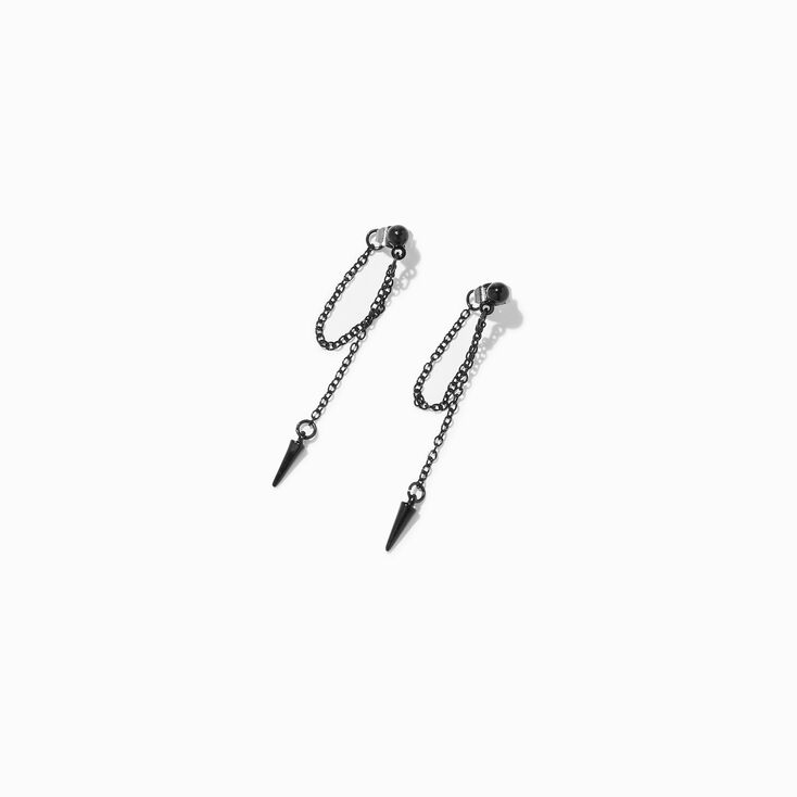 Black 2&quot; Spike Front &amp; Back Drop Earrings,