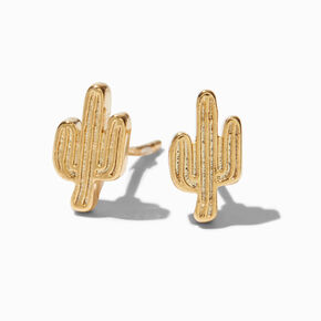 C LUXE by Claire&#39;s 18kt Gold Plated Cactus Stud Earrings,