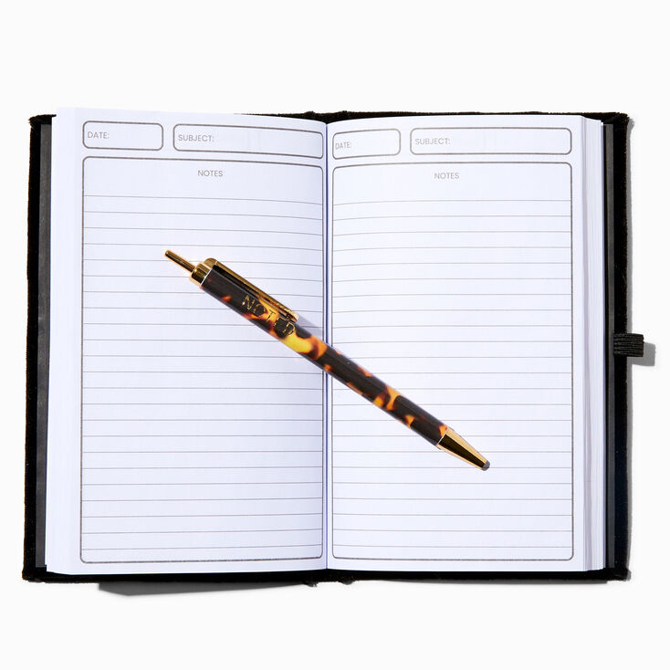 Black Velvet Embellished Daisy Planner and Pen Set,