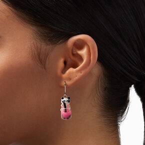 Pink Boba Tea Panda 1.5&quot; Drop Earrings,