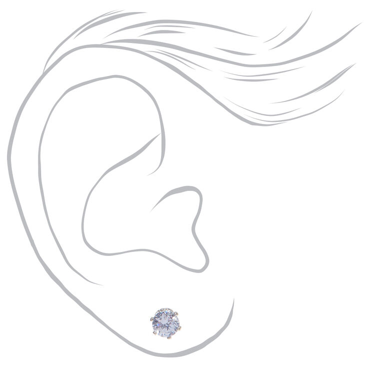 Silver-tone Cubic Zirconia 3mm, 4mm, &amp; 5mm Round Stud Earrings - 3 Pack,