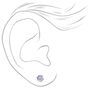 Silver-tone Cubic Zirconia 3mm, 4mm, &amp; 5mm Round Stud Earrings - 3 Pack,