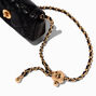 Gold-tone Black Quilted Belt Bag ,