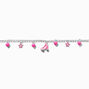 Pink Rollerskate Silver Charm Bracelet,