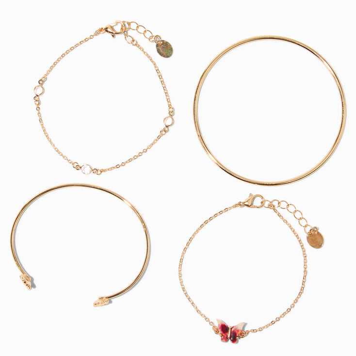 Gold Butterfly Bracelet Set - 4 Pack,