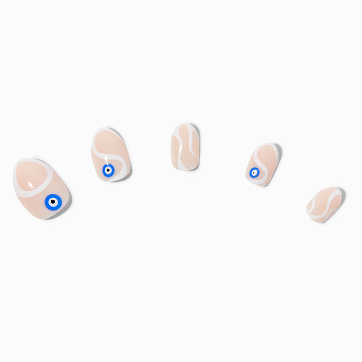 Evil Eye Swirl Stiletto Press On Vegan Faux Nail Set - 24 Pack,