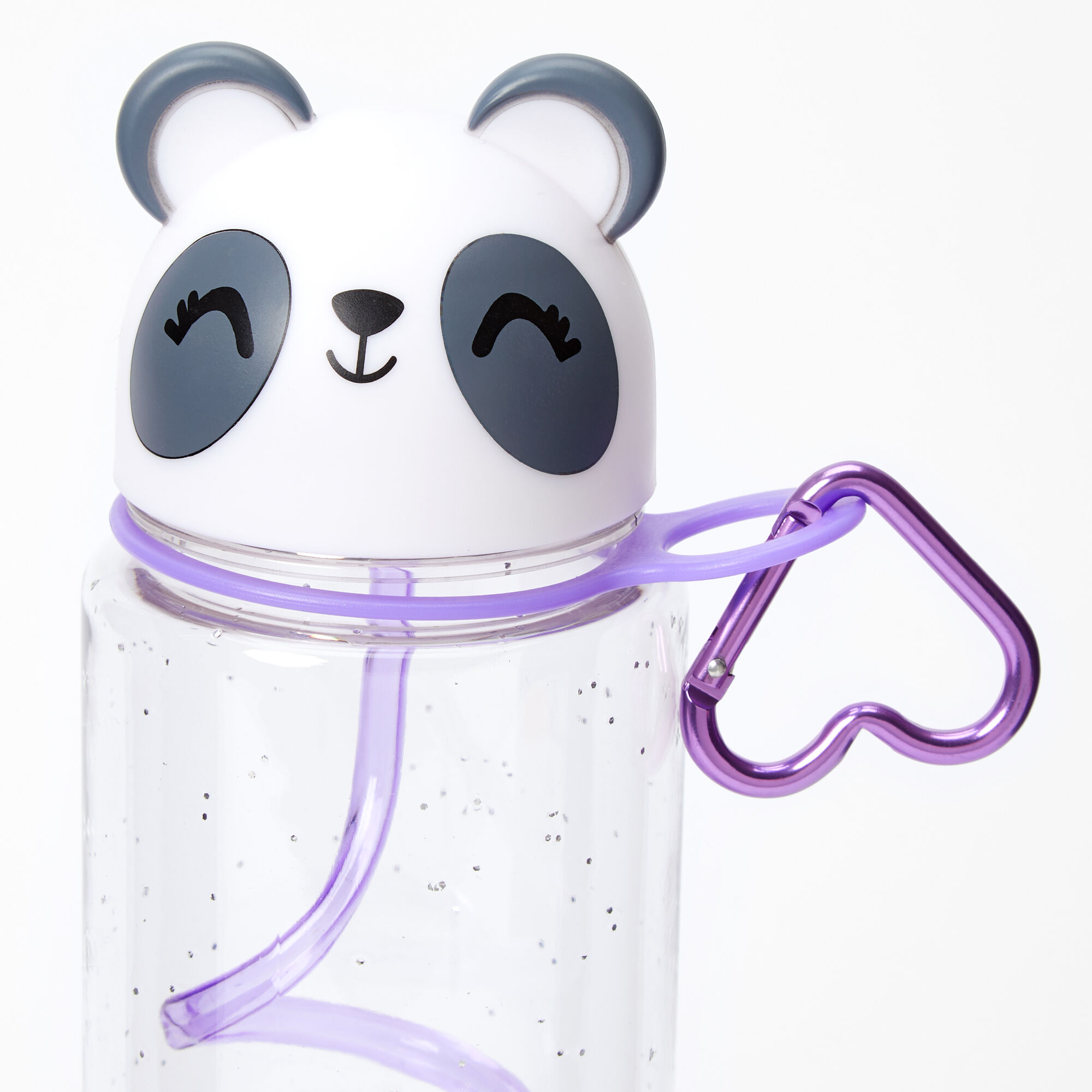 Poppy the Panda Water Bottle with Swirly Straw - White,
