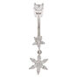 Silver 14G Flower Dangle Belly Ring,