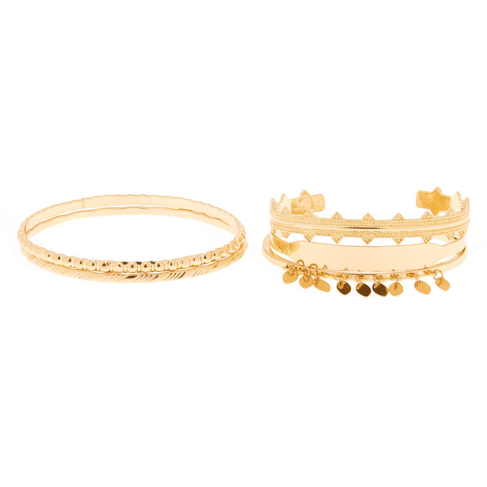 Gold Festival Bangle Bracelets - 5 Pack,