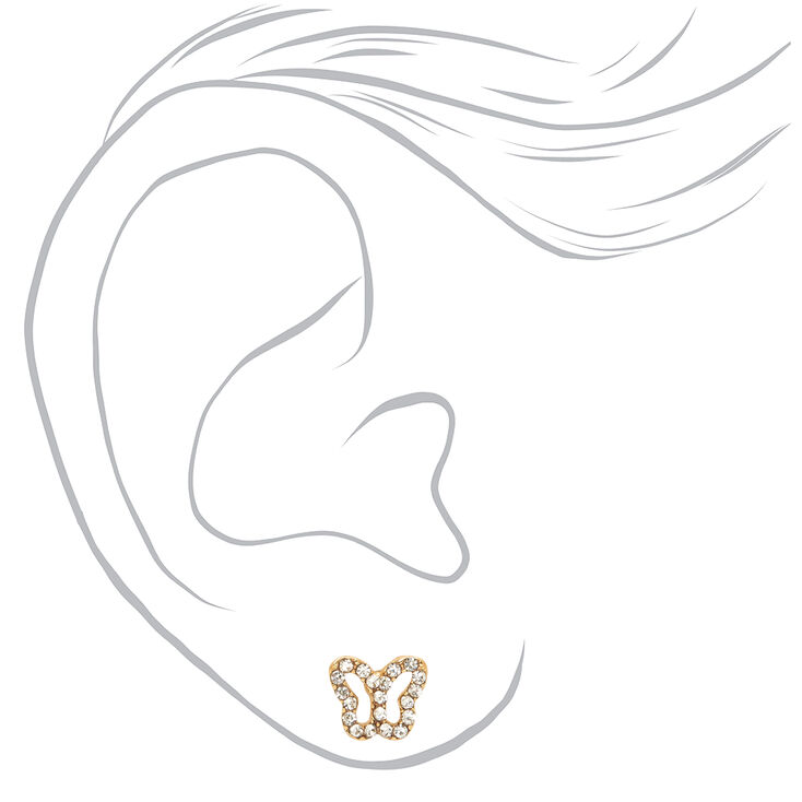 18ct Gold Plated Crystal Butterfly Stud Earrings,