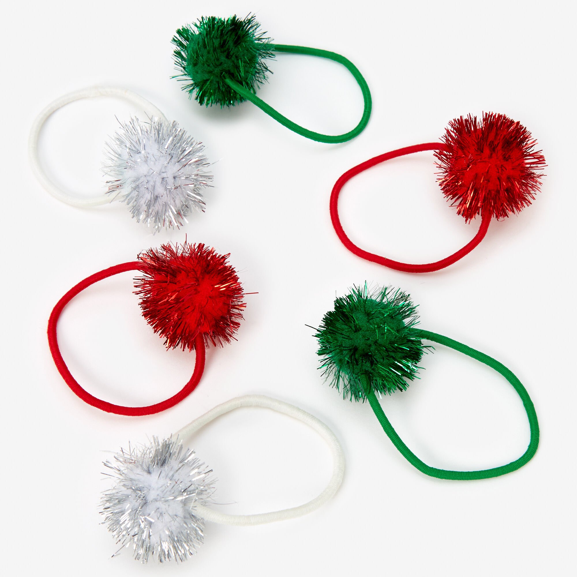 Christmas Pom Hair Ties - 6 Pack,