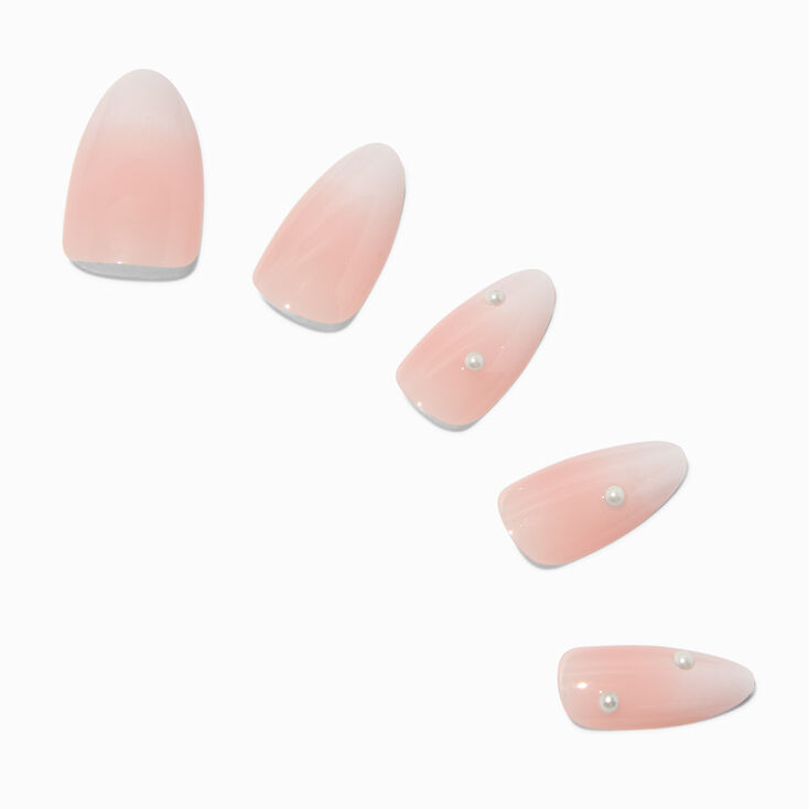 Neutral Ombre Pearl Long Almond Vegan Faux Nail Set - 24 Pack,