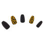Glitter &amp; Matte Leopard Coffin Faux Nail Set - Gold, 24 Pack,