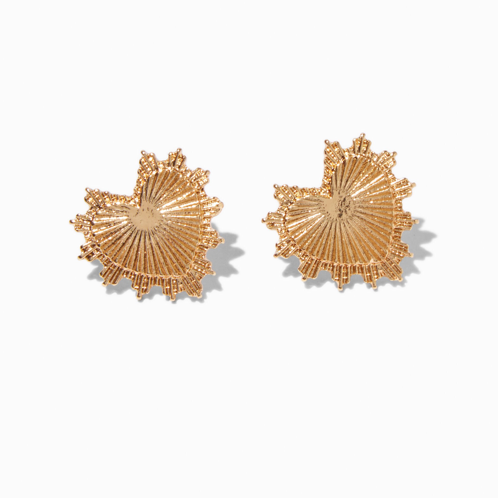 Gold-tone Radiating Heart Stud Earrings,