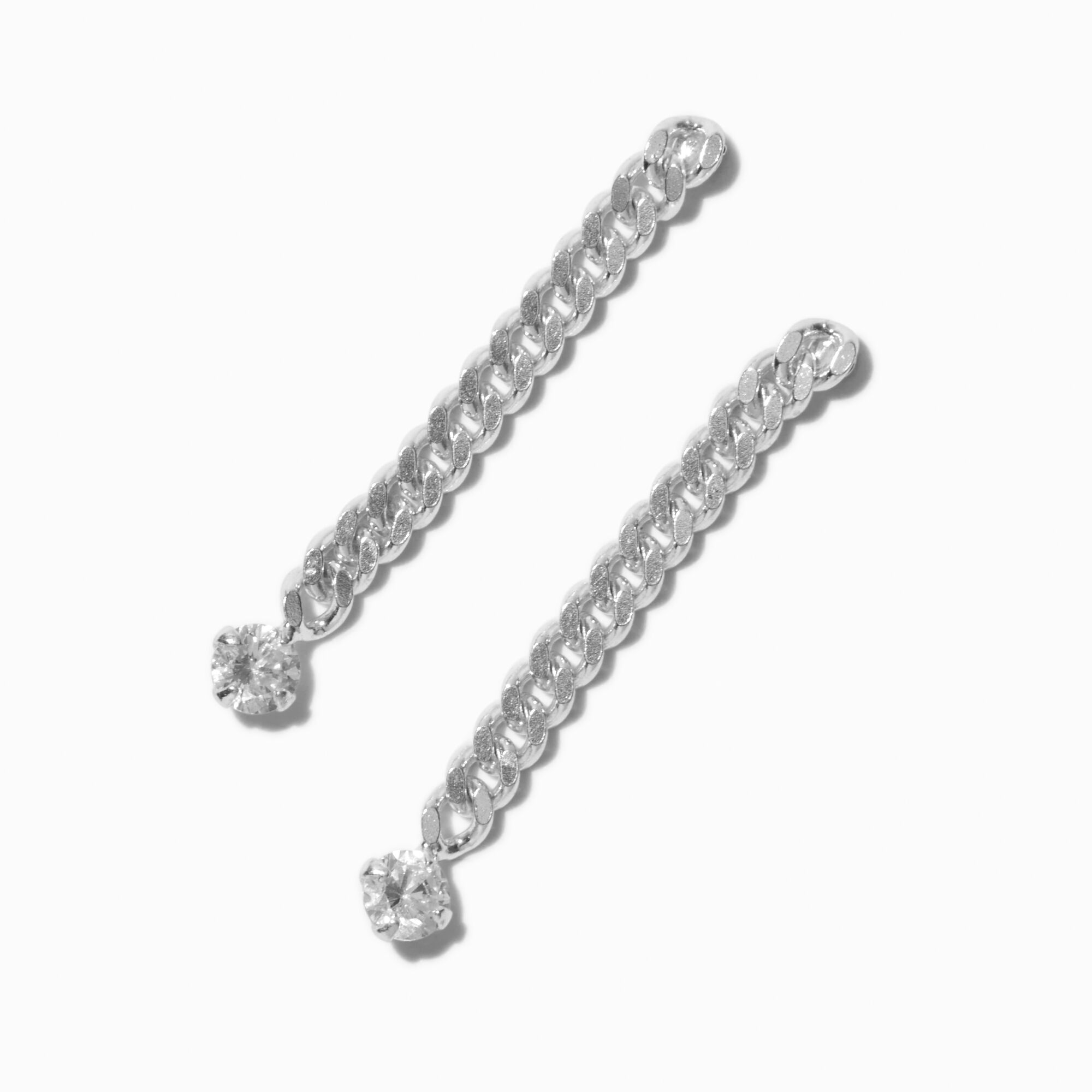 Pendantes chaîne cubaine avec zircon cubique couleur argentée C LUXE by Claire's,