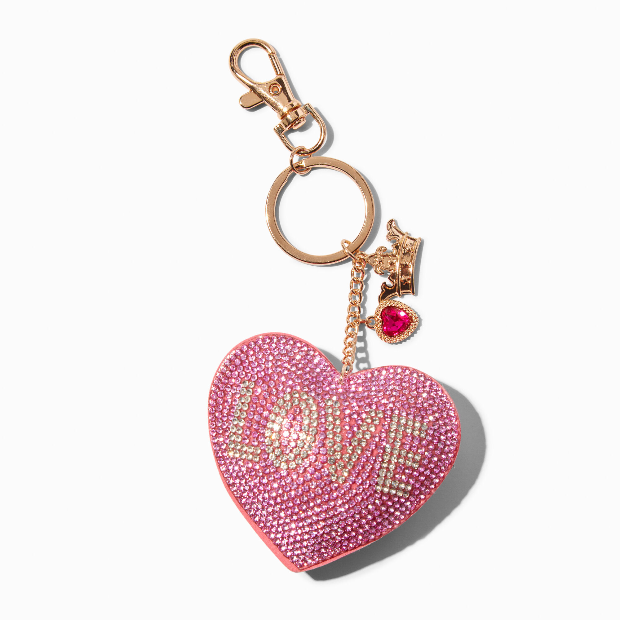 View Claires Embellished Heart Keyring Pink information