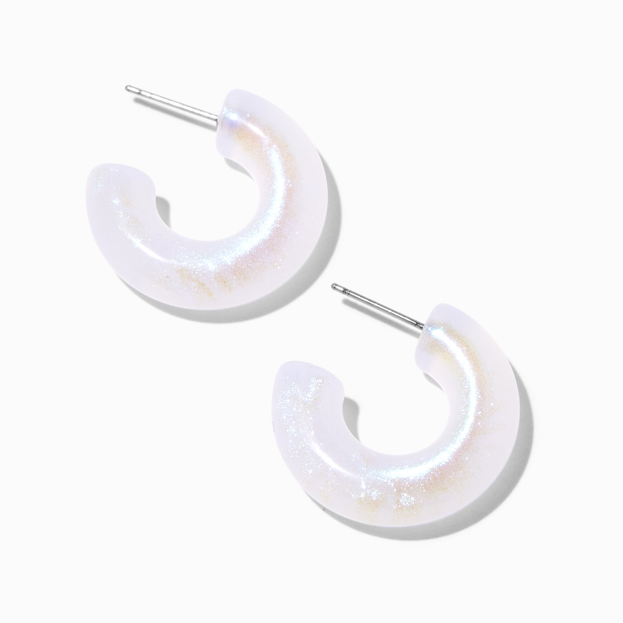View Claires Shimmer 30MM Resin Hoop Earrings White information