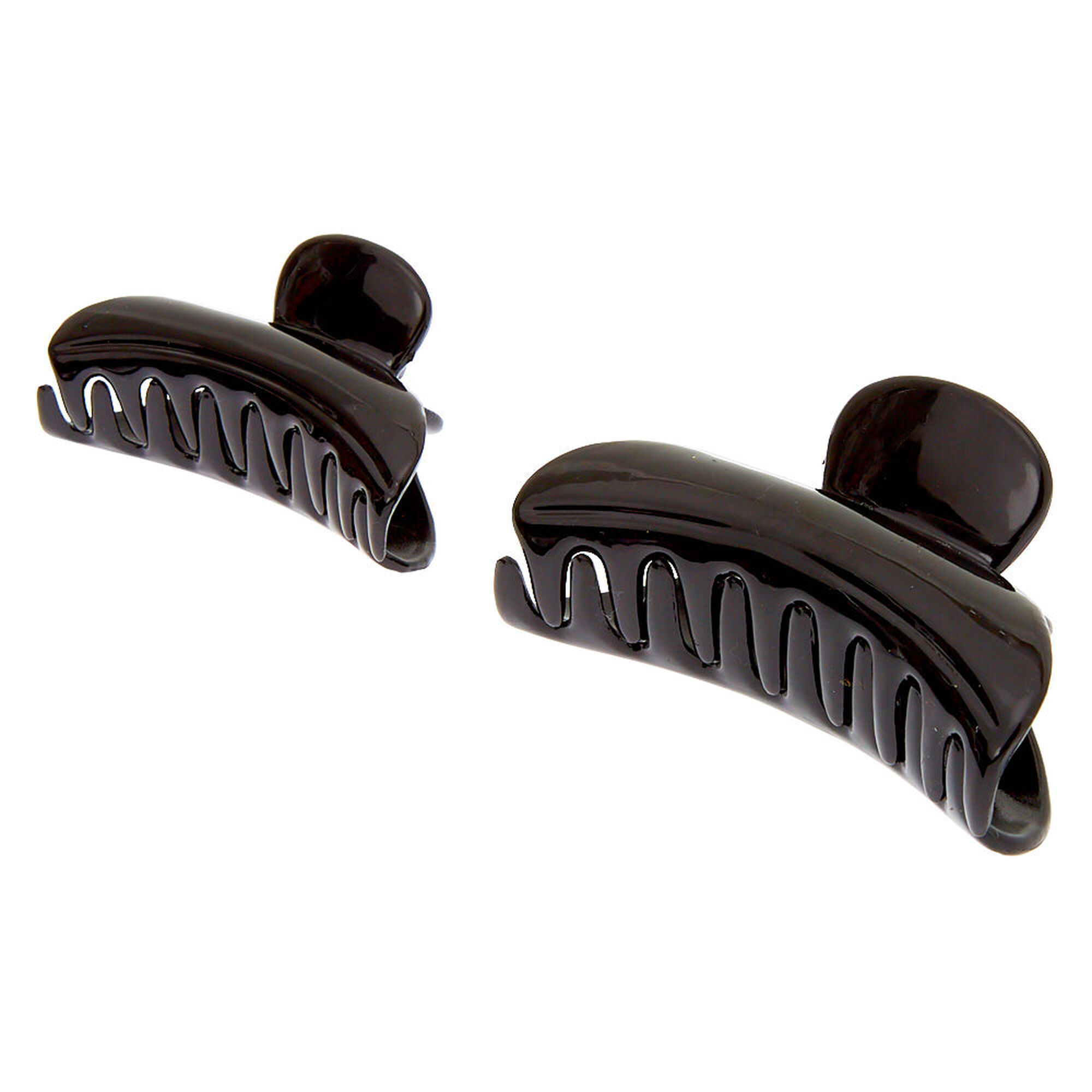 Claire's Pinces à cheveux incurvées brillantes - Noir, lot de 2