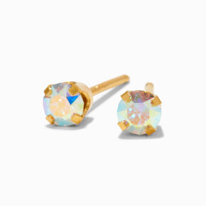 9ct Yellow Gold 3mm AB Crystal Studs Ear Piercing Kit with After Care Lotion,