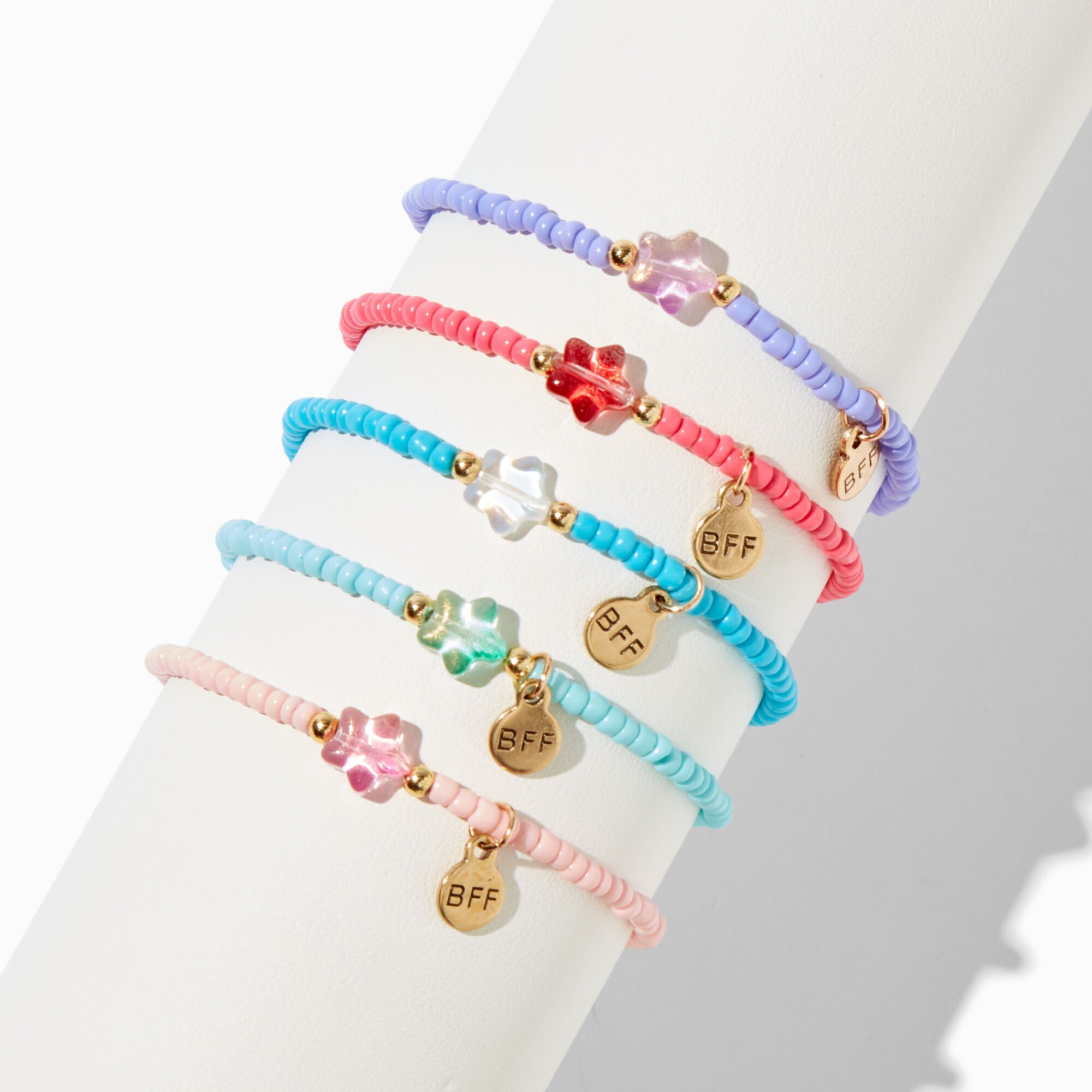Best Friends Pastel Star Seed Bead Stretch Bracelets - 5 Pack