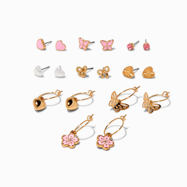 Pastel Pink Earring Stackables Set - 9 Pack,