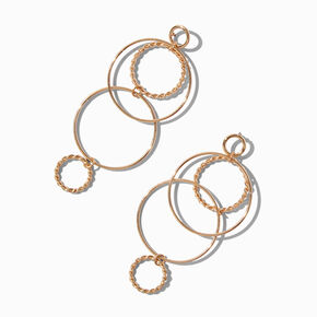 Gold-tone Intertwined Rings Drop Earrings,